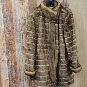 NEW CAMEL HEATHER Luxurious Brown Faux Fur Coat  & Black Coat XL (2 COATS)